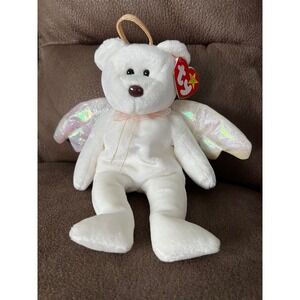 Ty Beanie Baby Halo the Angel Bear White Iridescent Wings Vintage 1998 Plush